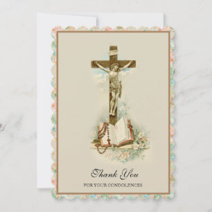 Condolence Sympathy Thank You Catholic Crucifix Card