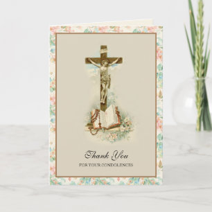 Condolence Sympathy Thank You Catholic Crucifix Card