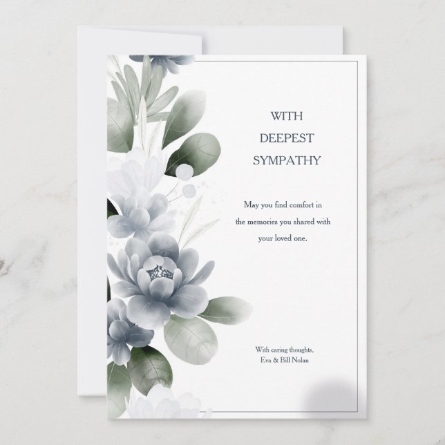 Condolence Watercolor Floral Sympathy Card (Front)