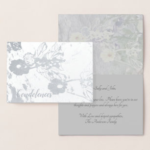 Condolences and Sympathy Silver Foil Floral Card