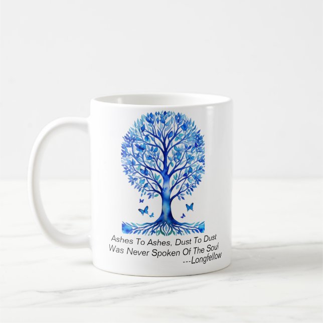 Condolences Ashes To Ashes Blue Butterfly Tree Mug (Left)
