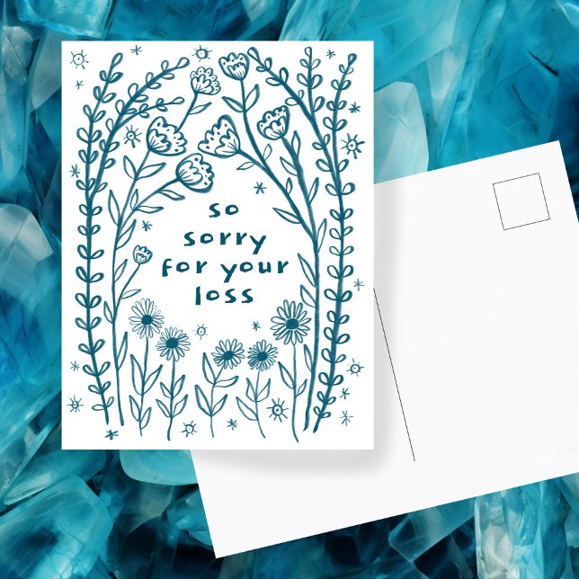 CONDOLENCES Floral Whimsical Sketch Doodle Sorry Postcard (CONDOLENCES Floral Whimsical Sketch Doodle Sorry Postcard
)
