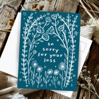 CONDOLENCES Floral Whimsical Sketch Doodle Sorry