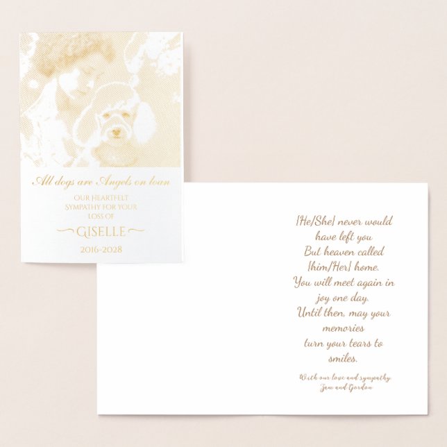 Condolences on Loss of French Poodle Personalised Foil Card (Display)