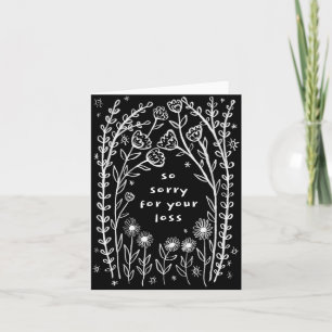 Condolences Sorry Wildflower Floral Sketch Doodle Card