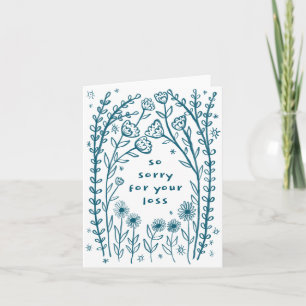 Condolences Sorry Wildflower Floral Sketch Doodle  Card