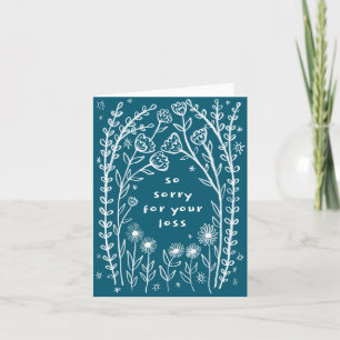 Condolences Sorry Wildflower Floral Sketch Doodle  Card