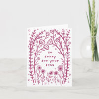 Condolences Sorry Wildflower Floral Sketch Doodle 