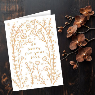 Condolences Sorry Wildflower Floral Sketch Doodle Card