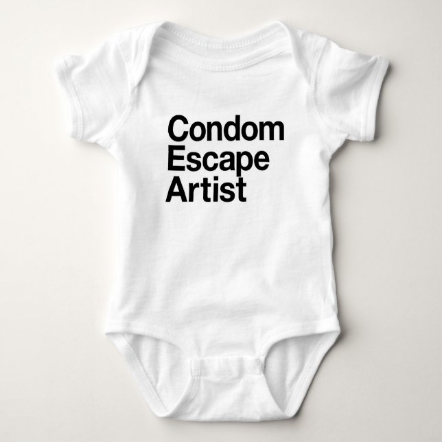Condom Escape Artist Humourous Baby Design Bodysuit (Front)