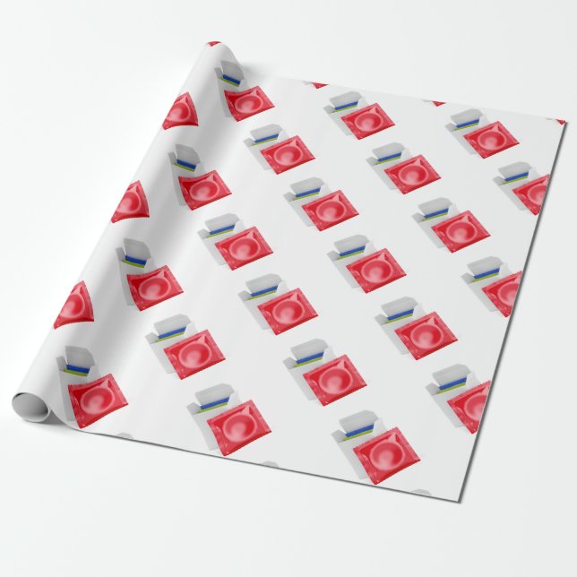 Condoms on white background wrapping paper (Unrolled)