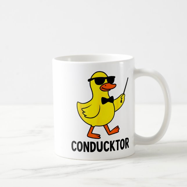 Conducktor Funny Duck Music Pun Orchestra Design  Coffee Mug (Right)