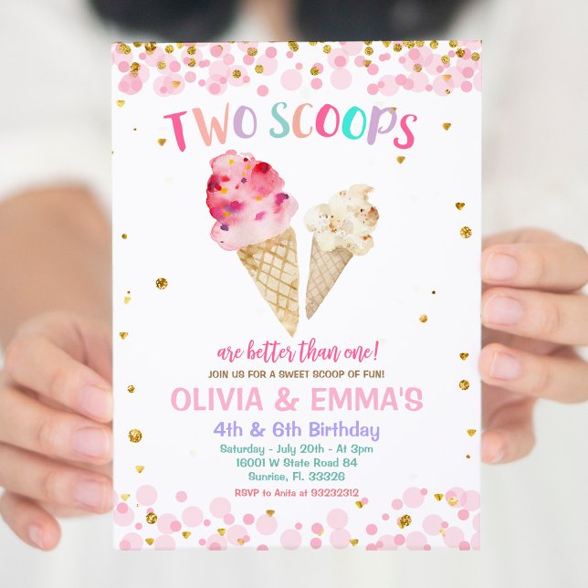 Cone Ice Cream Joint Birthday Party Invitation (Creator Uploaded)