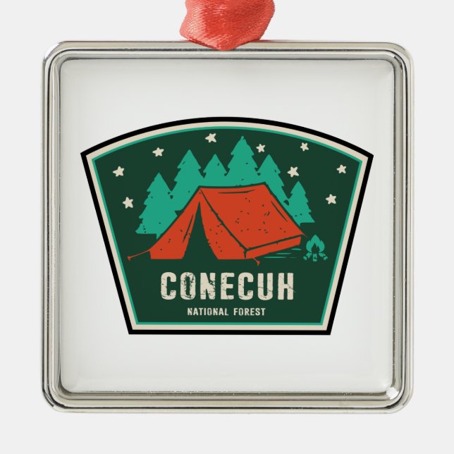 Conecuh National Forest Camping Metal Tree Decoration (Front)