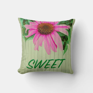 Coneflower by green garden wall SWEET word Cushion