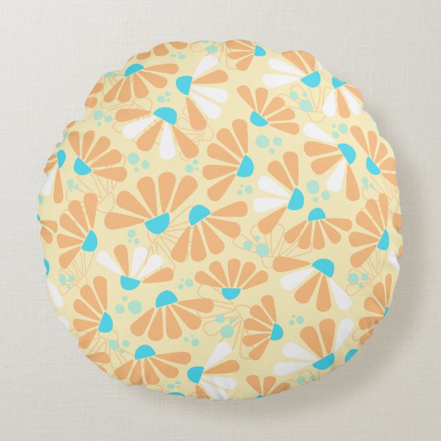 Coneflower Confetti on Eggshell Round Cushion (Front)