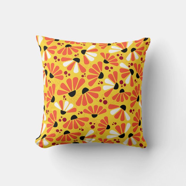 Coneflower Confetti on Lemon Yellow Cushion (Front)