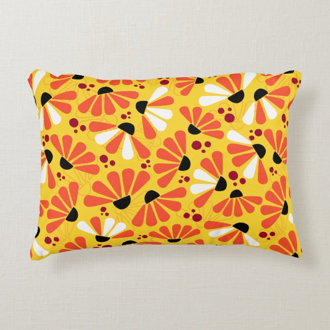 Coneflower Confetti on Lemon Yellow Decorative Cushion (Front)