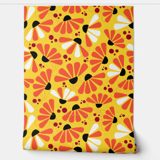 Coneflower Confetti on Lemon Yellow Wallpaper