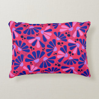 Coneflower Confetti on Raspberry Decorative Cushion