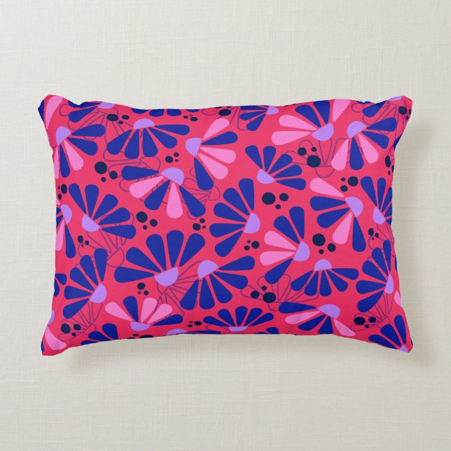 Coneflower Confetti on Raspberry Decorative Cushion (Front)