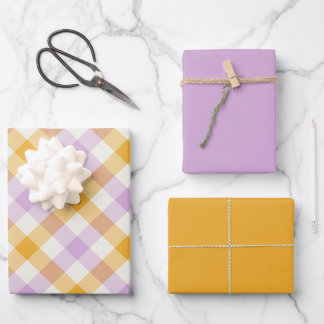 Coneflower Gingham Wrapping Paper Sheet