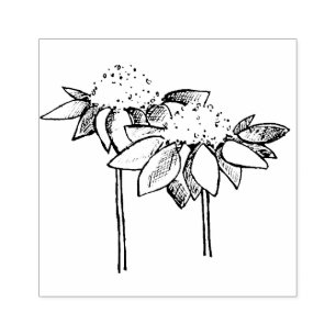Coneflower Line Drawing Rubber Stamp