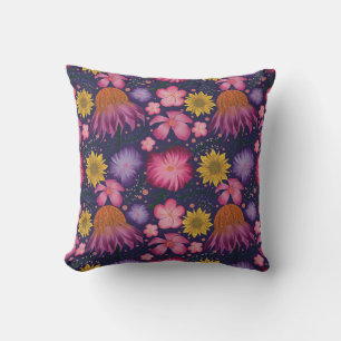 Coneflower Purple Floral Pattern  Cushion