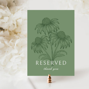 Coneflower Sage Green Wedding Reserved Card Sign
