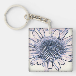 Coneflower Sketch Acrylic Keychain