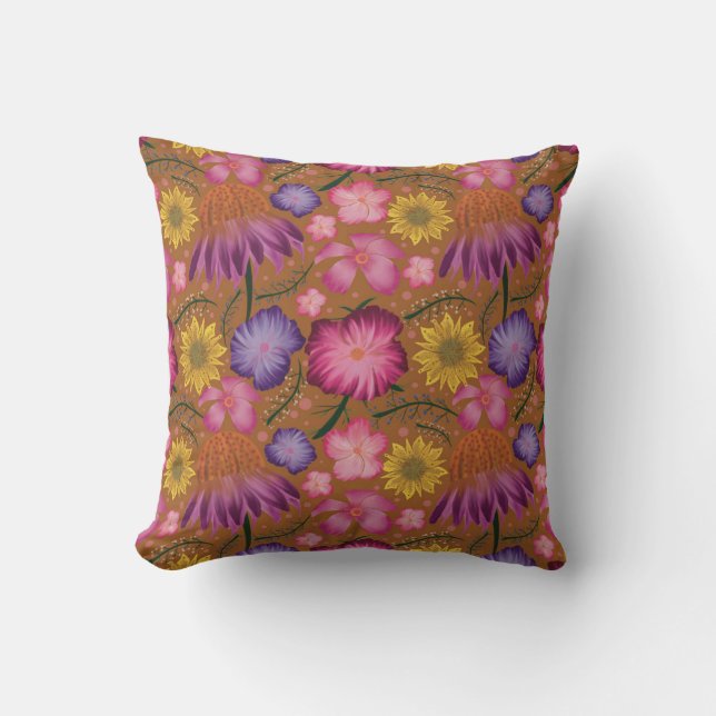 Coneflower Yellow Floral Pattern Postcard Cushion (Front)