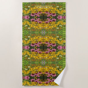 Coneflowers, Black Eyed Susans, Echinacea Beach Towel