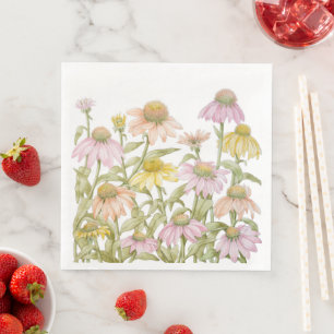 Coneflowers Watercolor Botanical Art Napkin