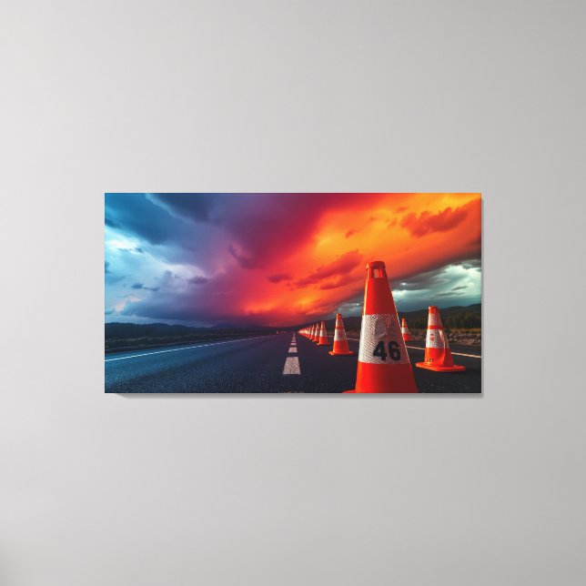 cones on the road canvas print (Front)