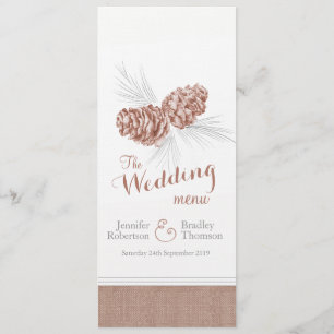 Cones winter wedding brown dinner menu