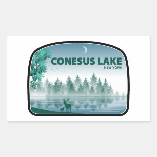 Conesus Lake New York Deer Rectangular Sticker