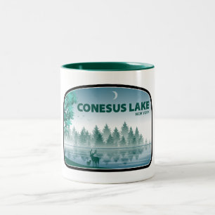 Conesus Lake New York Deer Two-Tone Coffee Mug