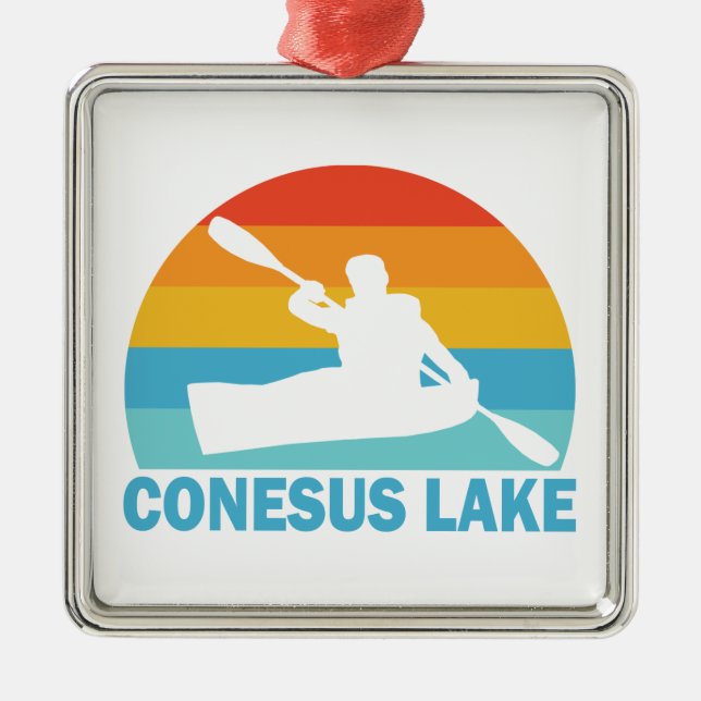 Conesus Lake New York Kayak Metal Tree Decoration (Front)