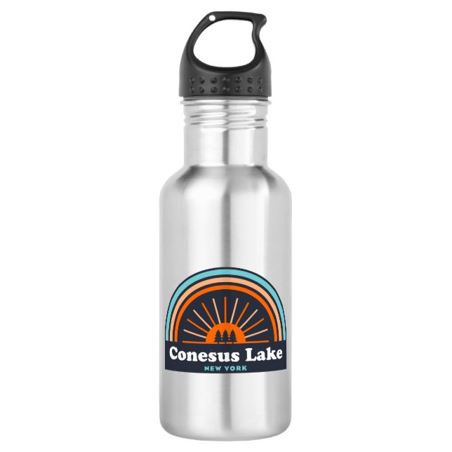 Conesus Lake New York Rainbow 532 Ml Water Bottle (Front)