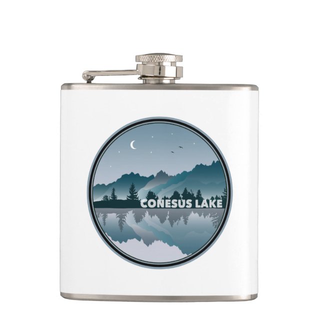Conesus Lake New York Reflection Hip Flask (Front)