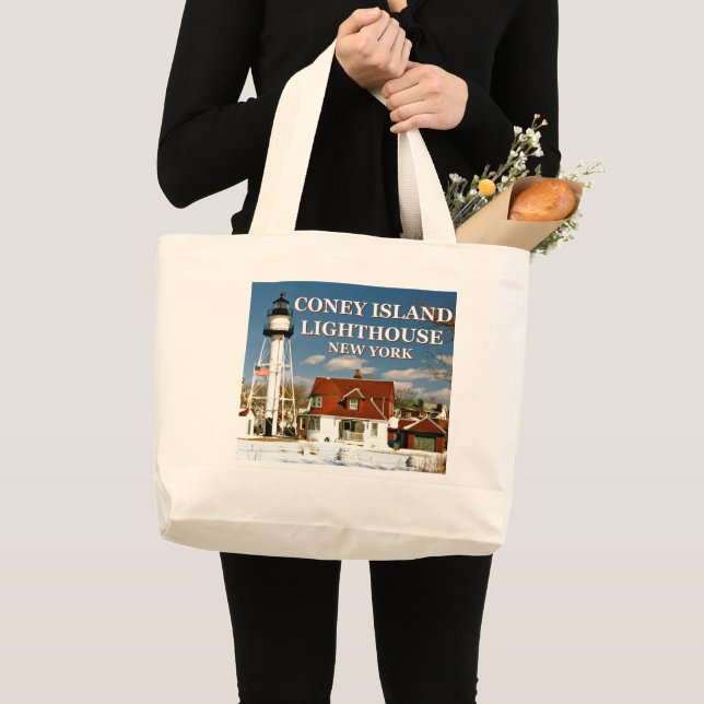 Coney Island Lighthouse, New York Jumbo Tote Bag (Front (Product))