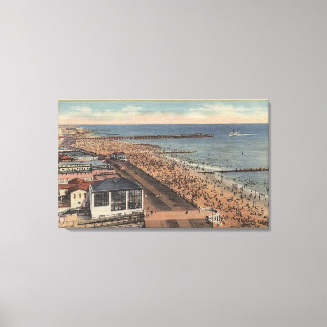 Coney Island, New York - Boardwalk, Beach Canvas Print (Front)