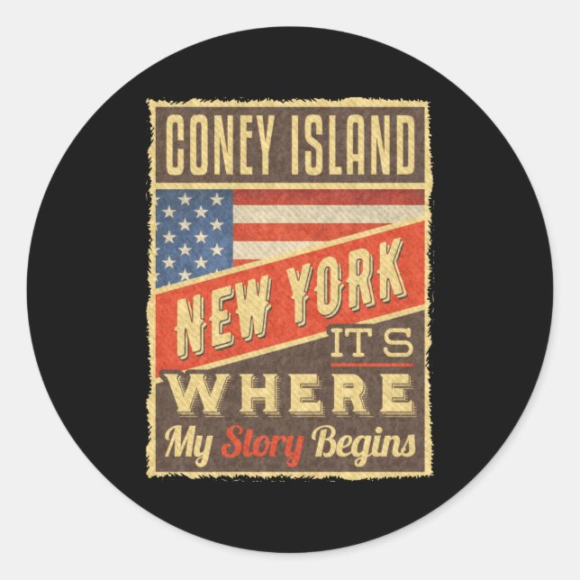 Coney Island New York  Classic Round Sticker (Front)
