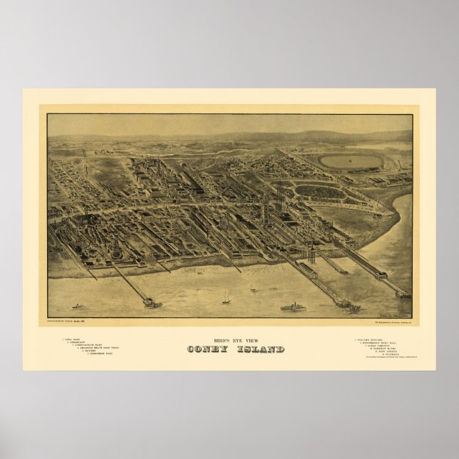 Coney Island, NY Panoramic Map - 1906 Poster (Front)