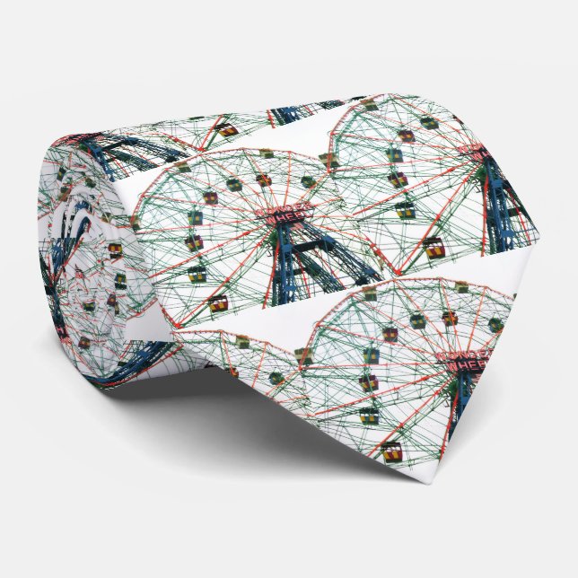 Coney Island Wonder Wheel Brooklyn New York City Tie (Rolled)