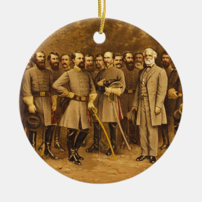 Confederate General Robert E. Lee and his Generals Ceramic Tree Decoration (Front)