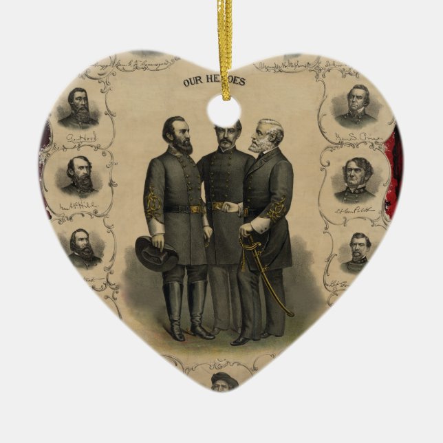 Confederate Generals Civil War 🎖️⚔️ Heroes  Ceramic Tree Decoration (Front)