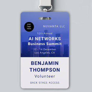 Conference Business Corporate Event Blue Photo ID Badge