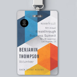 Conference Business Corporate Event Bold Hexagons ID Badge