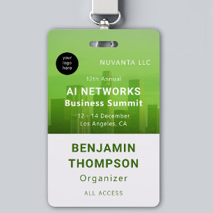 Conference Business Corporate Event Green Photo ID Badge